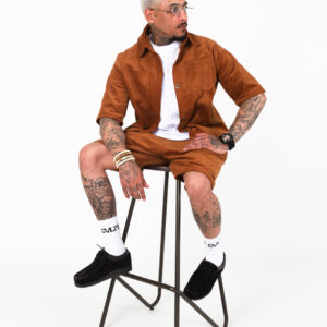 Corduroy Shorts and Short-Sleeve Shacket Set